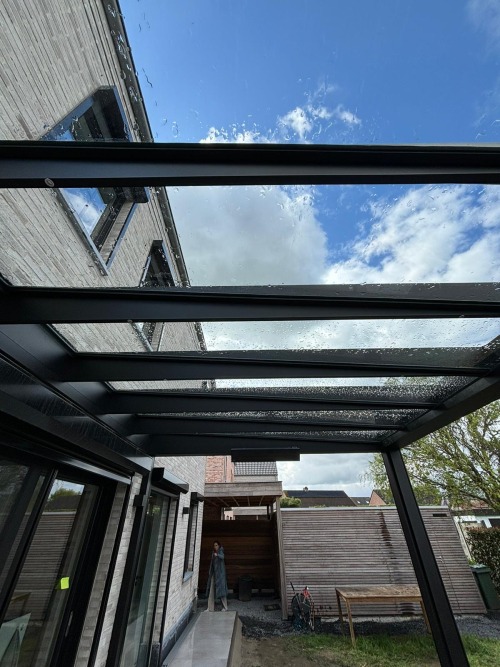 terrasoverkapping met glazen dak in Lokeren