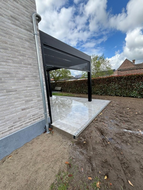 terrasoverkapping met glazen dak in Lokeren