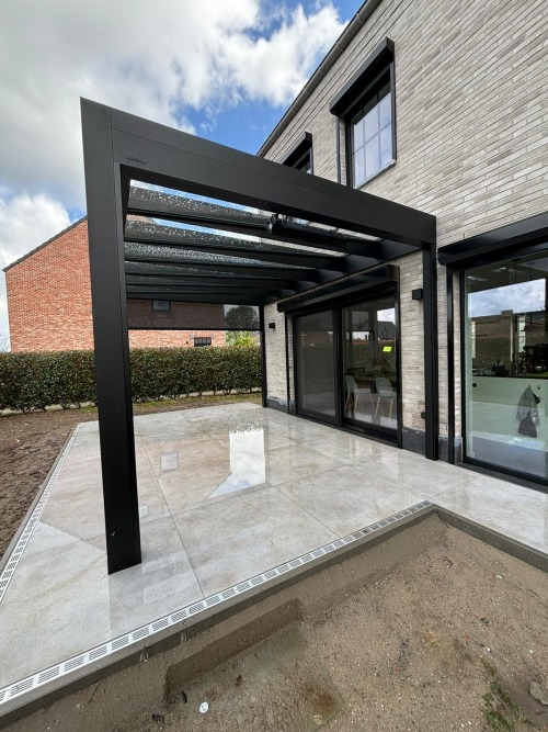 terrasoverkapping met glazen dak in Lokeren