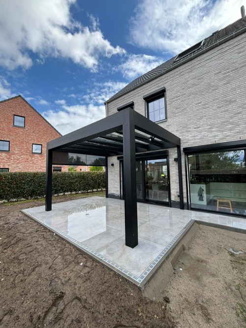 terrasoverkapping met glazen dak in Lokeren